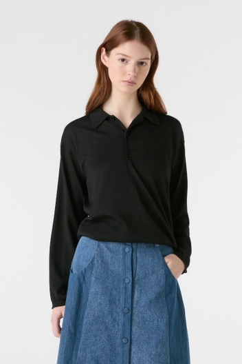 Long Sleeve Cashmere Poloshirt